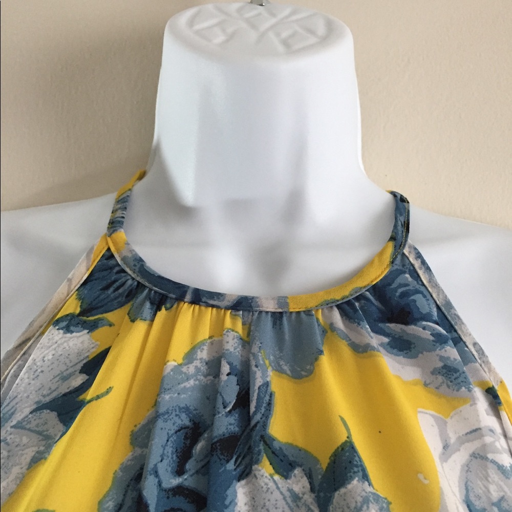 Yellow Floral Print Cold Shoulder Top - Picture 3 of 6